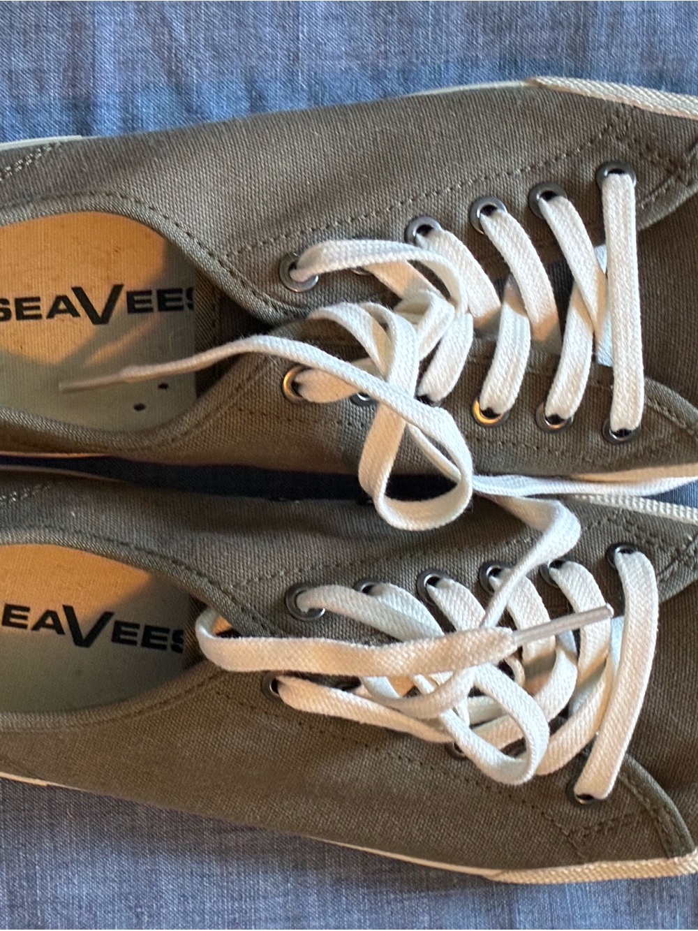 SeaVees  Authentic Canvas Sneaker in Olive with White Laces